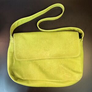 BREE Messenger Bag Womens Large Green Leather Crossbody Flap Vintage Style Purse